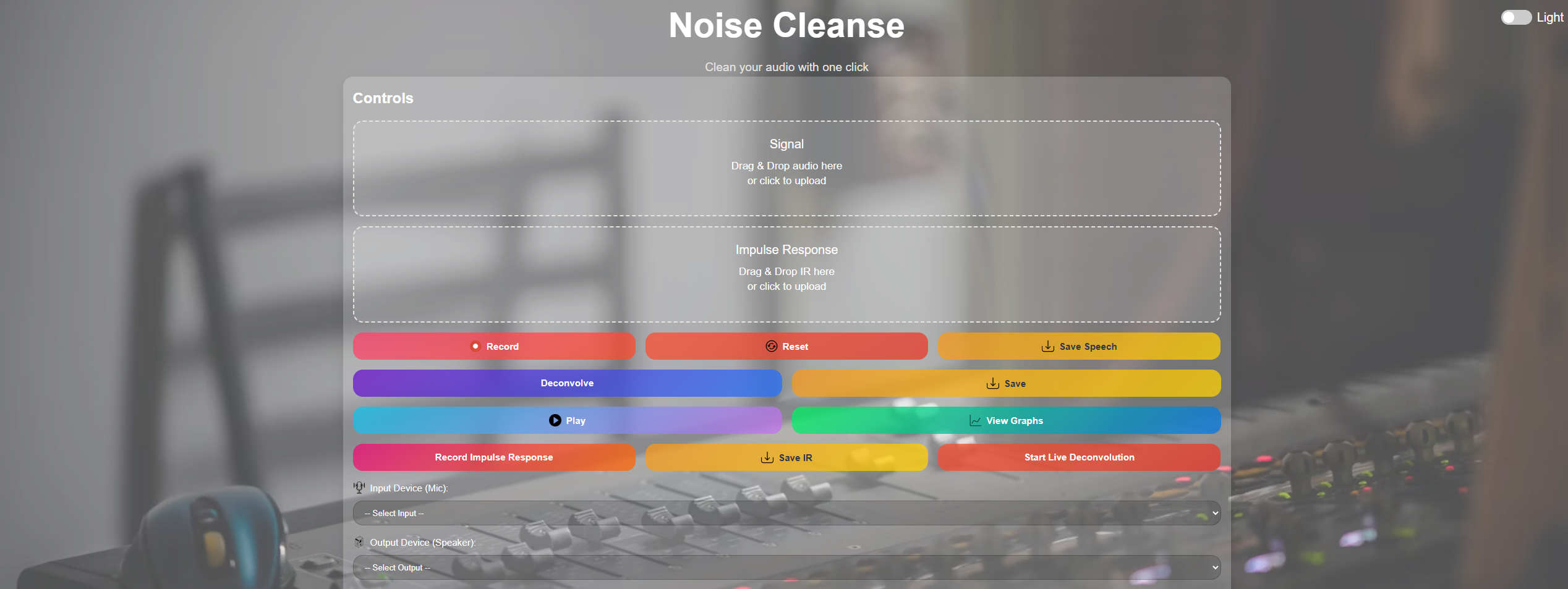 NoiseCleanse – Real-Time Audio Deconvolution App